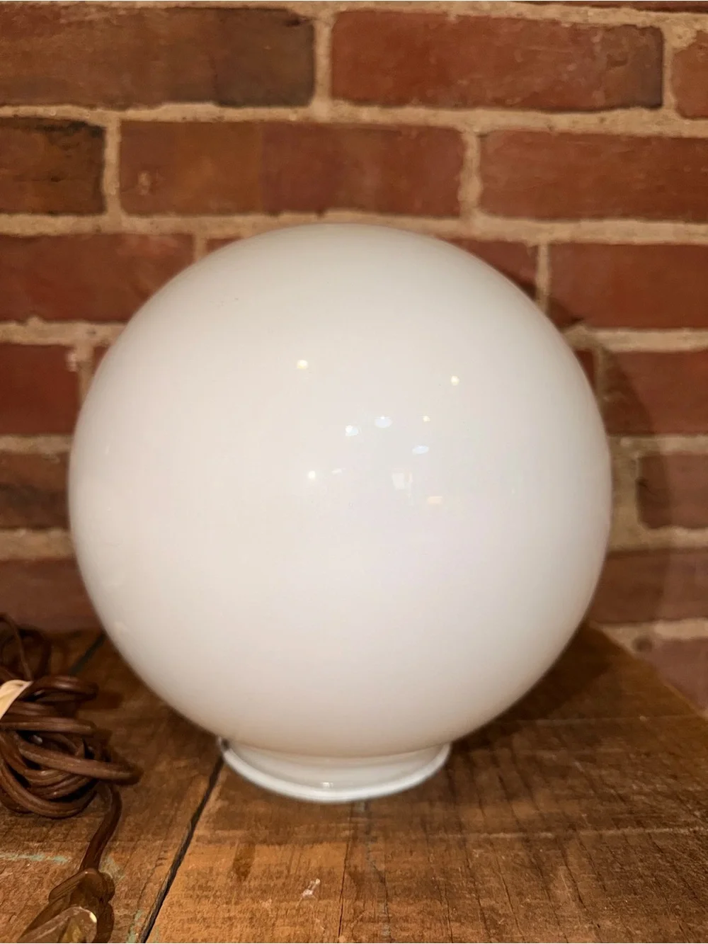 White Hobnail Milk Glass Table Lamp with Brass Accents